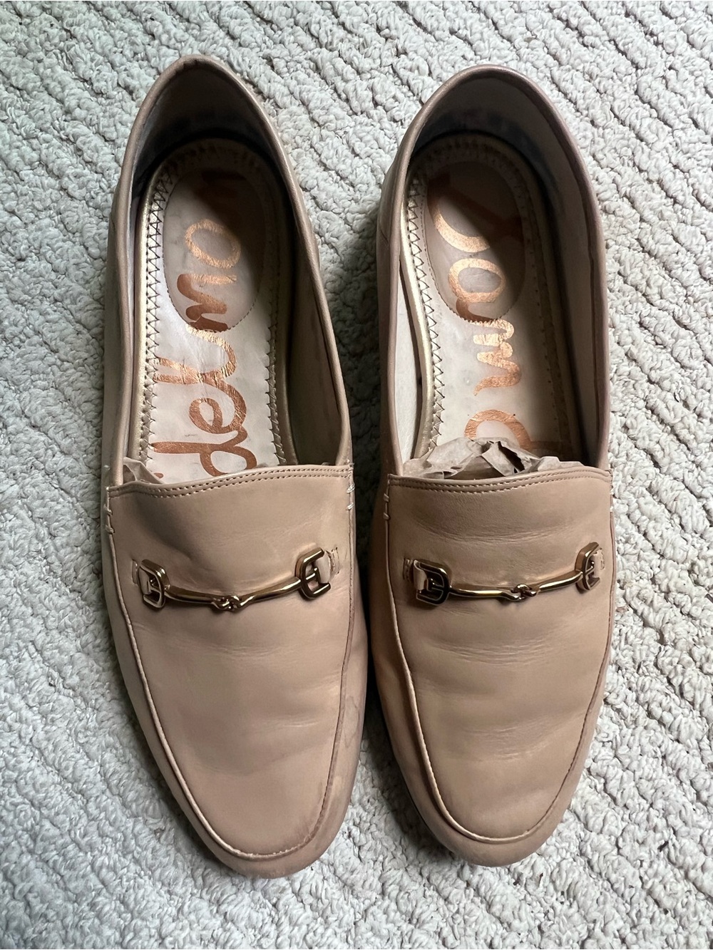 Sam Edelman Beige Leather Bit Loafers